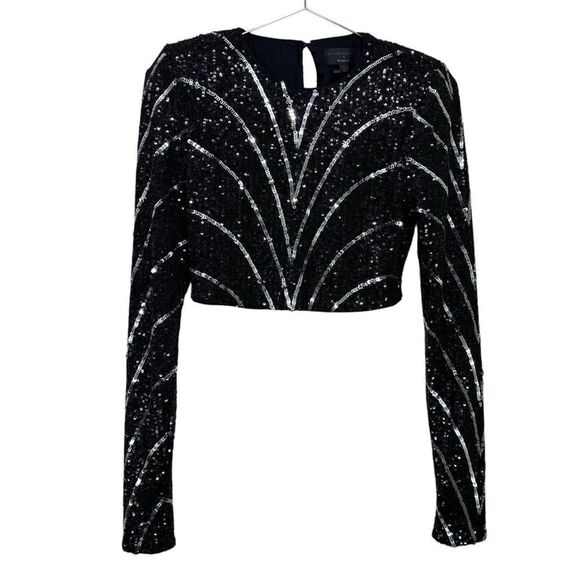 NEW Michael Costello x Revolve Leonie Crop Top in Black & Silver Size Small - Picture 5 of 10